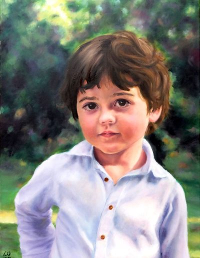 Portrait Junge, Öl auf Leinwand
