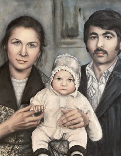 Familie in den 70-iger Jahren, 2026, Öl auf Leinwand, 60 x 60 cm